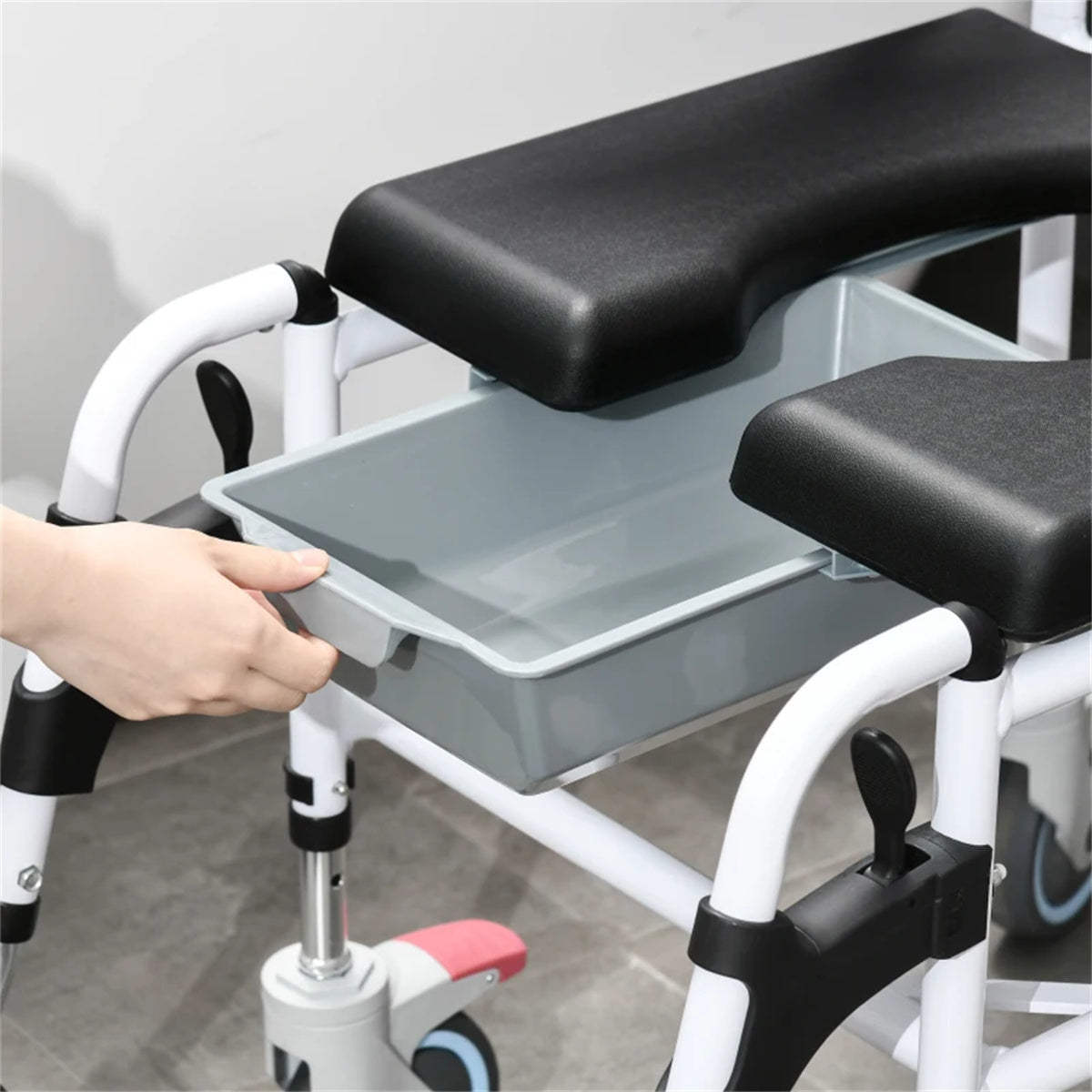 Bathroom Wheelchair,Commode Wheelchair, Rolling Shower Wheelchair with 4 Castor Wheels