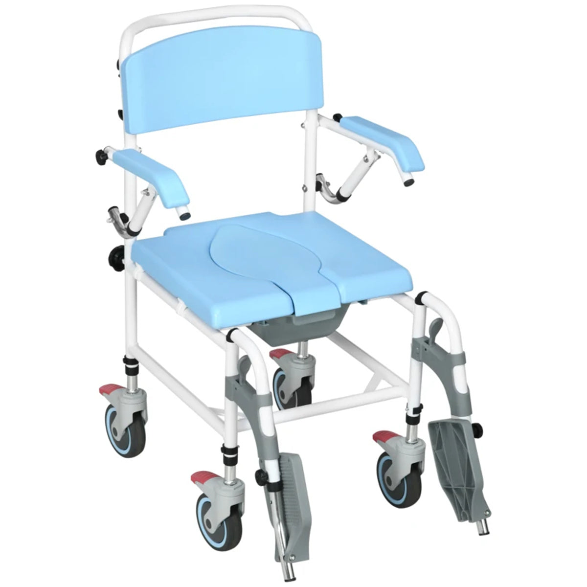 Bathroom Wheelchair,Commode Wheelchair, Rolling Shower Wheelchair with 4 Castor Wheels