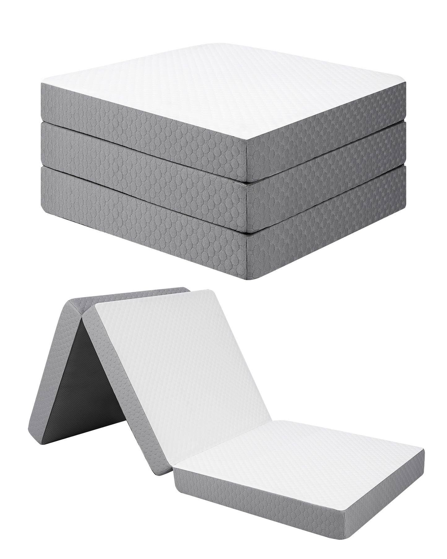 Forias Folding Mattress Size , 4 inch Foldable Memory Form Mattress, Trifold Mattress Topper with Washable Cover, Non-Slip Bottom Camping Mattress Guest Bed