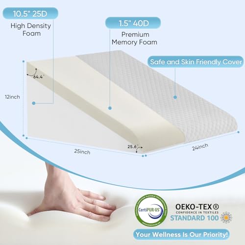 Forias 12 Inch Bed Wedge Pillow