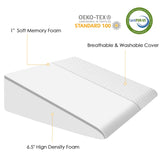 Forias 7.5" Wedge Pillow for Sleeping Bed Wedge Pillow for After Surgery Triangle Elevated Pillow Wedge for Acid Reflux Gerd Snoring Back Pain, Air Layer Removable Machine Wash Cover | Memory Foam Top