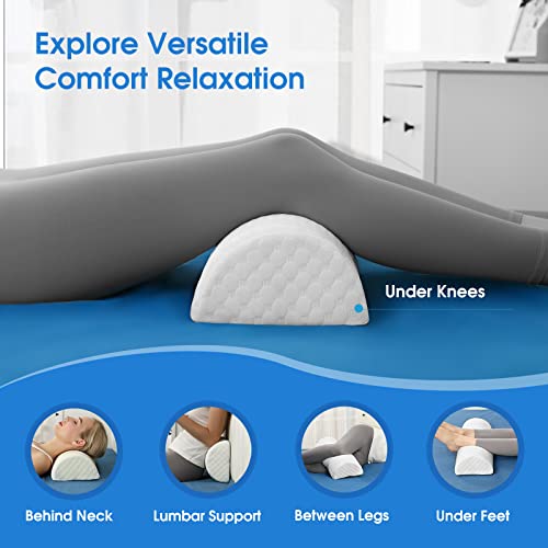 Forias Half Moon Bolster Pillow for Legs Knees Lower Back Neck Pain Relief, Pure Memory Foam Semi Roll Pillow for Head Bed Sleeping Ankle Lumbar Support Leg Elevation Foot Comfort