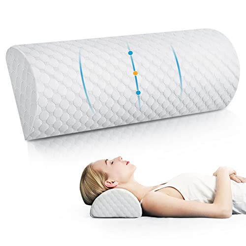 Forias Half Moon Bolster Pillow for Legs Knees Lower Back Neck Pain Relief, Pure Memory Foam Semi Roll Pillow for Head Bed Sleeping Ankle Lumbar Support Leg Elevation Foot Comfort