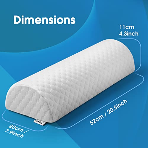 Forias Half Moon Bolster Pillow for Legs Knees Lower Back Neck Pain Relief, Pure Memory Foam Semi Roll Pillow for Head Bed Sleeping Ankle Lumbar Support Leg Elevation Foot Comfort