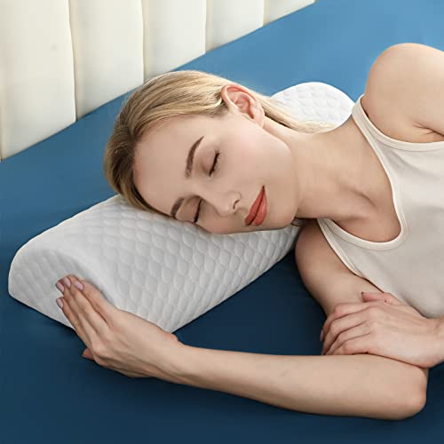 Forias Half Moon Bolster Pillow for Legs Knees Lower Back Neck Pain Relief, Pure Memory Foam Semi Roll Pillow for Head Bed Sleeping Ankle Lumbar Support Leg Elevation Foot Comfort