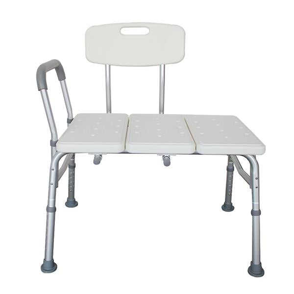 Medical Bathroom Safety Shower Tub Aluminium Alloy Bath Chair Transfer Bench with Wide Seat & Padded Handle White