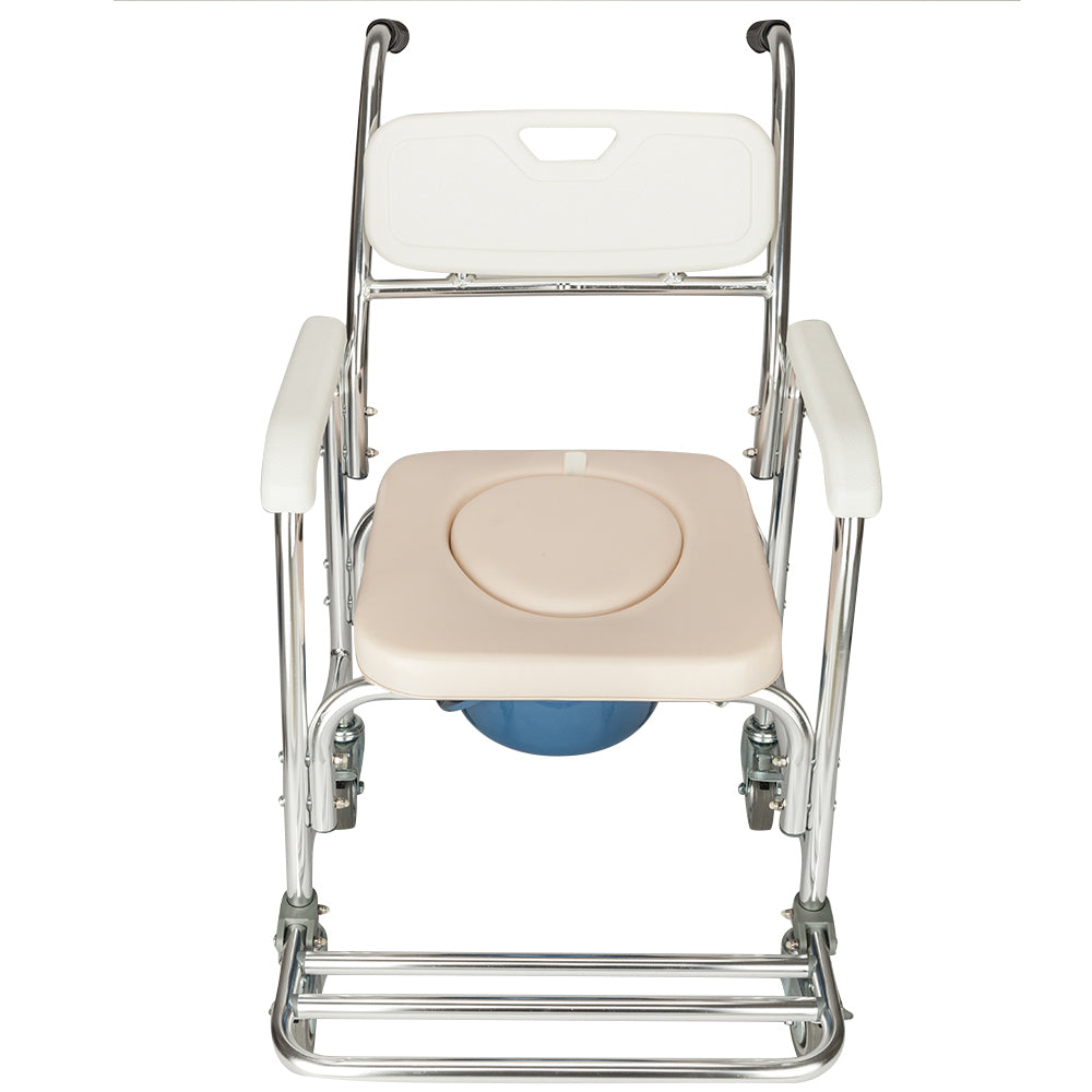 4 in 1 Multifunctional Aluminum Elder People Disabled People Pregnant Women Commode Chair Bath Chair White