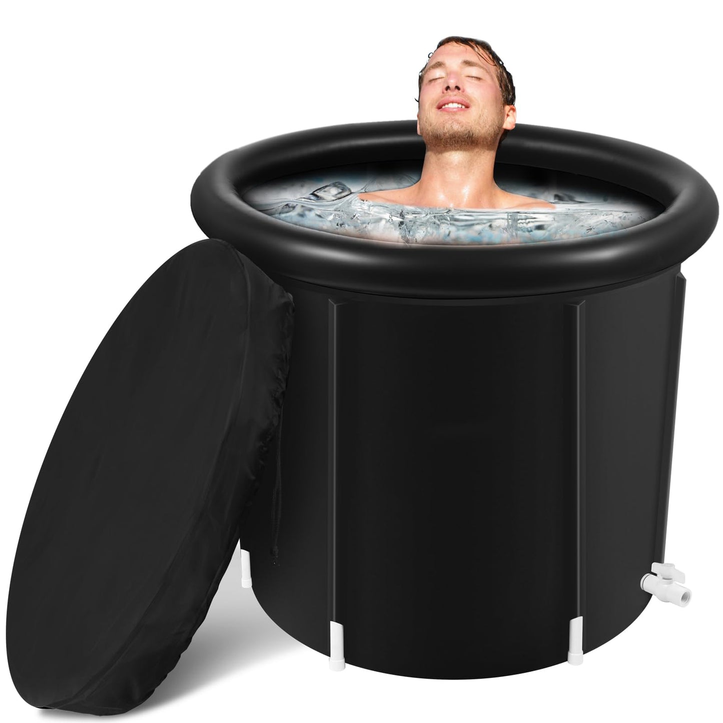 Ice Bath Tub for Athletes, Portable Cold Plunge Inflatable, Large Cold Plunge Tub, Nylon Fabric Ice Plunge Tub for Recovery, Cold Water Therapy Pod Outdoor for adults at Home (80 Gallon)