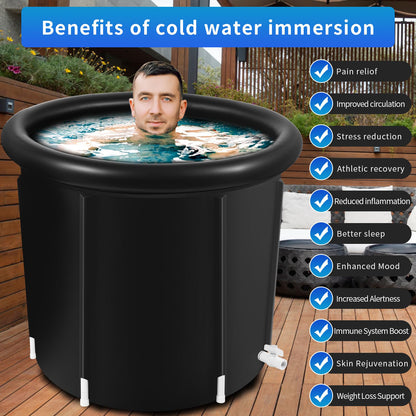 Ice Bath Tub for Athletes, Portable Cold Plunge Inflatable, Large Cold Plunge Tub, Nylon Fabric Ice Plunge Tub for Recovery, Cold Water Therapy Pod Outdoor for adults at Home (80 Gallon)