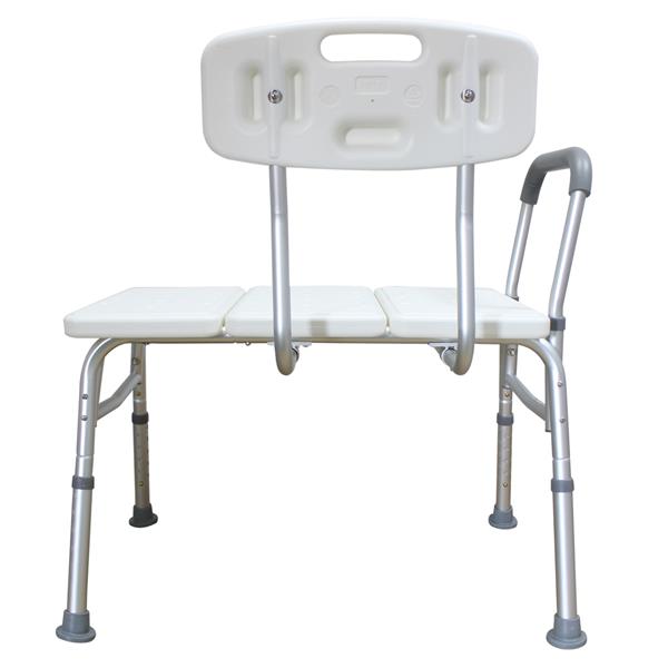 Medical Bathroom Safety Shower Tub Aluminium Alloy Bath Chair Transfer Bench with Wide Seat & Padded Handle White