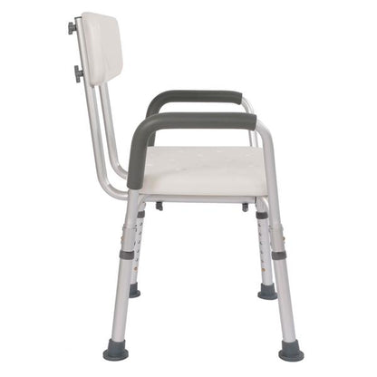 Medical Bathroom Safety Shower Tub Aluminium Alloy Bath Chair Bench with Back & Handle White