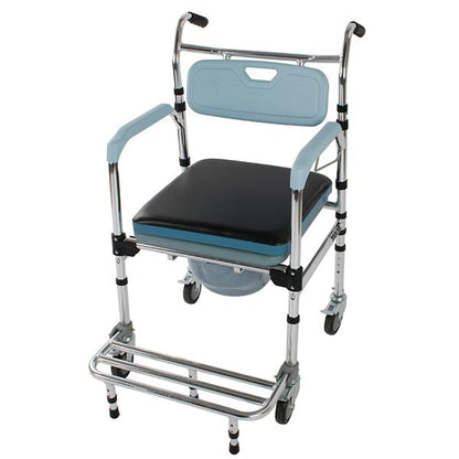 4 in 1 Multifunctional Aluminum Elder People Disabled People Pregnant Women Commode Chair Bath Chair Light Blue