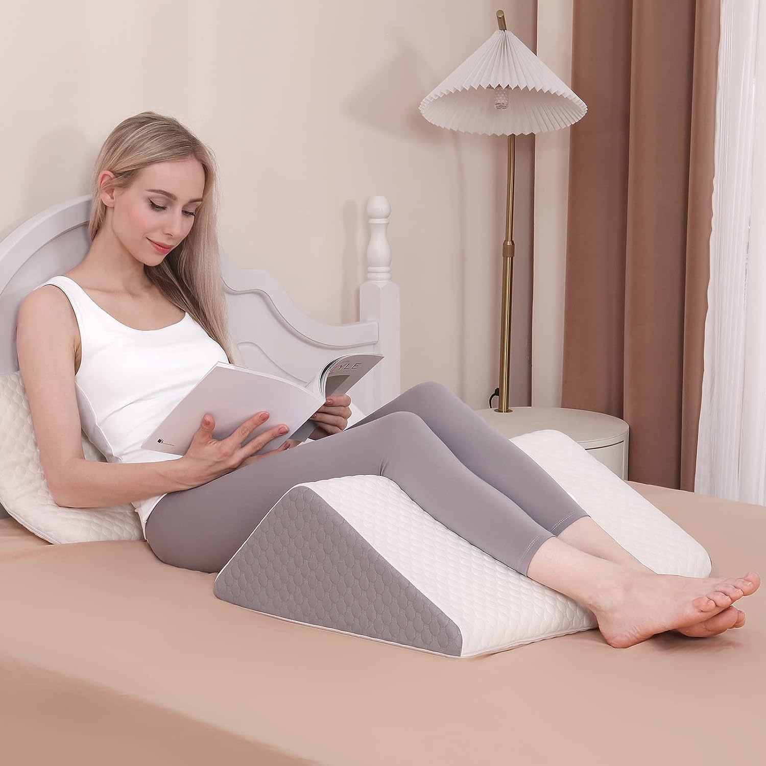 Forias Knee Wedge Pillow 8 Pure Memory Foam Bed Wedge Pillow for Slee