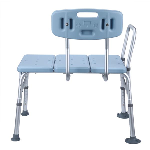 Medical Bathroom Safety Shower Tub Aluminium Alloy Bath Chair Transfer Bench with Back & Handle Blue