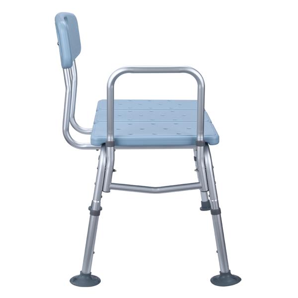 Medical Bathroom Safety Shower Tub Aluminium Alloy Bath Chair Transfer Bench with Back & Handle Blue