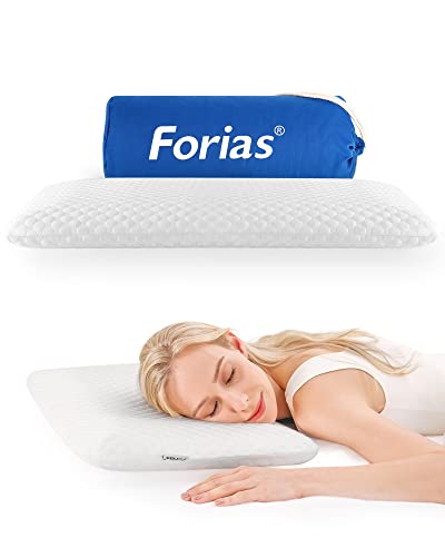 Forias Thin Pillow for Stomach and Back Sleepers, 2.6" Stomach Sleeper Pillow Supportive Flat Pillow for Sleeping Ultra Thin Memory Foam Pillow with Machine Washable Pillow Case - Standard Size