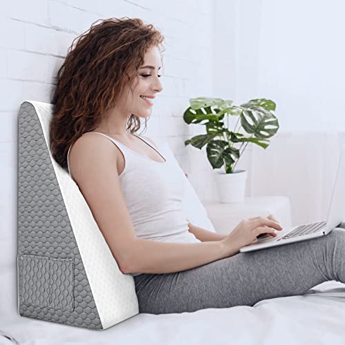 Lossey Wedge Pillow for Sleeping, 12 Inch Bed Wedge Pillow for After  Surgery, Acid Reflux, Snoring, Memory Foam Top Triangle Pillow Wedge for  Head