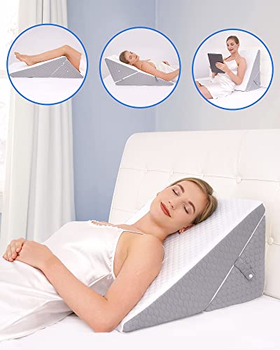 Forias Knee Wedge Pillow 8 Pure Memory Foam Bed Wedge Pillow for Sleeping  After Surgery Triangle Pillow for Knee Support Leg Elevation Sciatica Knee