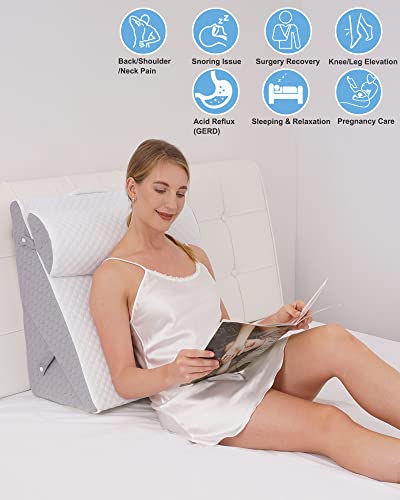 Forias Knee Wedge Pillow 8 Pure Memory Foam Bed Wedge Pillow for Slee