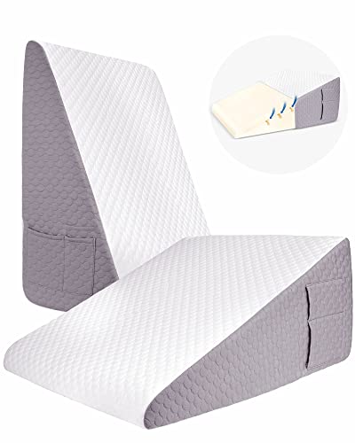 Forias Bed Wedge Pillow for Sleeping Acid Reflux, 12" Triangle Pillow Wedge for After Surgery Gerd Snoring Pregnancy Relaxation with Comfortable Soft Memory Foam Top, Portable & Washable Cover