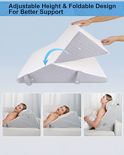 Forias Wedge Pillow,Ideal for Surgery Recovery, Acid Reflux, GERD,Snoring,  Back Pain, Pregnant Care, Reading,Made with CertiPUR-US Memory Foam,  OEKO-TEX STANDARD 100 Certified Removable Washable Cover for Softness &  Breathability
