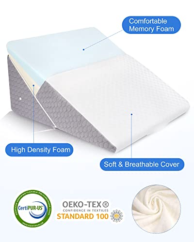 Forias Knee Wedge Pillow for Legs 7.9 Pure Memory Foam Leg Elevation  Pillow Bed Wedge Pillow for Sleeping After Surgery Triangle Pillow Wedge  for