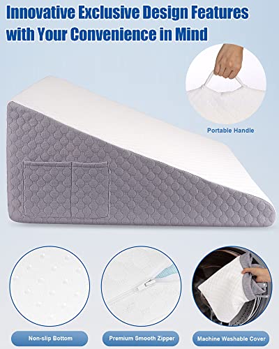 Forias Knee Wedge Pillow 8 Pure Memory Foam Bed Wedge Pillow for Sleeping  After Surgery Triangle Pillow for Knee Support Leg Elevation Sciatica Knee