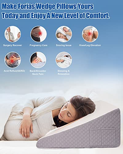 Forias 7.5 Bed Wedge Pillow for Sleeping Acid Reflux After Surgery with 8  Knee Wedge Pillow for Knee Support Leg Elevation Sciatica Knee Hip Back